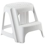 Step Stool, plastic, 2-step, 40 cm, white, load capacity 150 kg