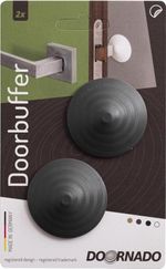 Kilincsütköző DOORBUFFER, öntapadós, falra szerelhető ütköző, műanyag, ajtóhoz, szürke, csomag. 2 db