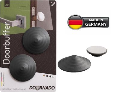 Door handle stop DOORBUFFER, self-adhesive, wall stop, plastic, grey, pack of 2 pcs