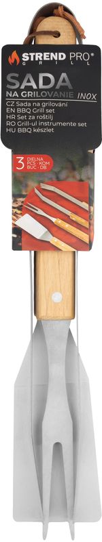 Szerszámkészlet Strend Pro Grill, grillezéshez és sütéshez, fa nyéllel, 3 részes