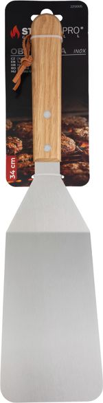 Fordítólapát Strend Pro Grill, grillezéshez és sütéshez, fa nyéllel, rozsdamentes acél, 34cm