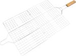Grillrács Strend Pro Grill, húshoz fa fogantyúval, 49x35x1,5 cm