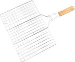 Grillrács Strend Pro Grill, húshoz fa fogantyúval, 41x60x1,5 cm