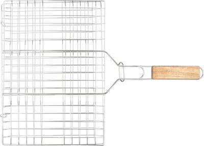 Grillrács Strend Pro Grill, húshoz fa fogantyúval, 41x60x1,5 cm