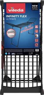 Szárítóállvány Vileda Infinity FLEX, ruhaneműhöz, fekete, összecsukható, 30 m
