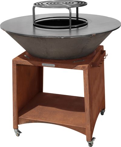 Grill Strend Pro Fiesta, rusztikus kivitel, acél, átmérő 100 cm, tűztérrel