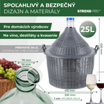 Demižón Strend Pro Cada Inco, 25 lit. sklenený, demižón na víno a pálenku, plastový kryt