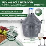 Demijohn Strend Pro Cada Inco, 10 liter, glass, for wine and spirits, plastic cover