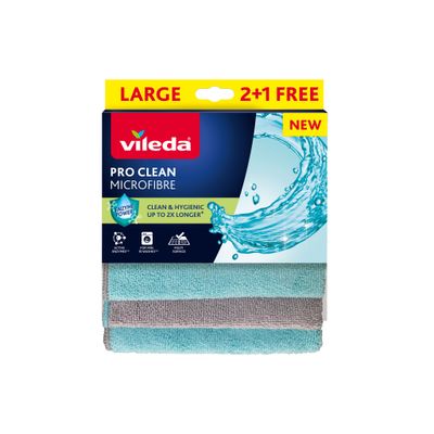Microfiber cloth Vileda Pro Clean, pack 2+1 pcs