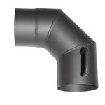 Flue Pipe Elbow HS.K 090/120/1.5 mm, with damper, for connecting flue pipes