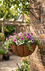 Planter Strend Pro LC-CocoH-23, 30x30x14 cm, hanging, steel/coconut, with chain and hanger