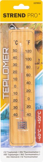 Thermometer Strend Pro, TMM-032 Woody, outdoor, for window, 220x50x10 mm, wooden