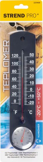 Thermometer Strend Pro TMS-055 BlackBar, outdoor, for window, 250x55x12 mm, plastic, with hygrometer