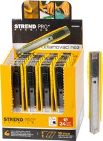 Kés Strend Pro Premium, 18 mm, tördelhető pengéjű, fém, 24 db-os display doboz