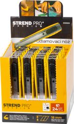 Kés Strend Pro Premium, 18 mm, tördelhető pengéjű, fém, 24 db-os display doboz