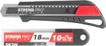 Snap-off Knife Strend Pro Premium FD781, BlackMatt, SoftTouch, 18 mm, + 10 pcs blades, set