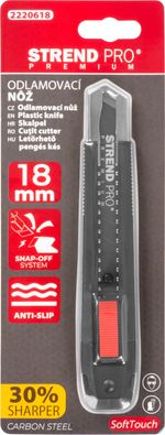 Kés Strend Pro Premium FD7815, BlackMatt, SoftTouch, 18 mm, tördelhető pengéjű