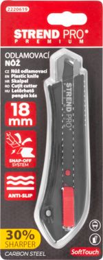 Kés Strend Pro Premium FD782, BlackMatt, SoftTouch, 18 mm, tördelhető pengéjű
