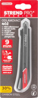 Snap-off blade knife Strend Pro Premium, BlackMatt, SoftTouch, 9 mm, break-off, black-line