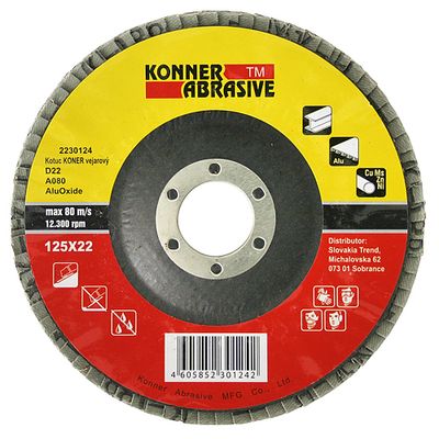 Tárcsa KONNER D22, 115x22 mm, A60, alumínium-oxid, lamellás