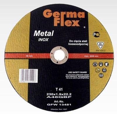 GermaFlex Metal/Inox T41 115x2,0x22,2 mm vágótárcsa, A36Q Inox BF, acél/rozsdamentes acél