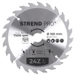 Saw Blade Strend Pro TCT, 160x2.2x20/16 mm, 24T, for wood, carbide-tipped