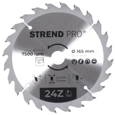 Strend Pro TCT 165 x 2,2 x 20/16 mm 24T, körfűrészlap, SK lapokkal