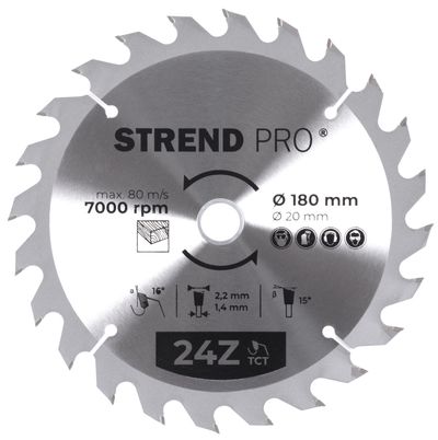 Strend Pro TCT 180 x 2,2 x 20/16 mm 24T, körfűrészlap, SK lapokkal