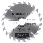 Saw Blade Strend Pro TCT, 185x2.2x30/20 mm, 24T, for wood, carbide-tipped