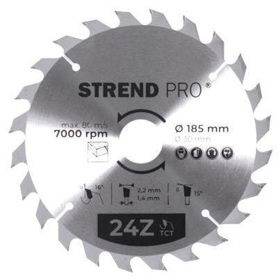 Strend Pro TCT 185 x 2,2 x 30/20 mm 24T, körfűrészlap, SK lapokkal