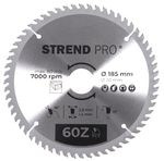 Saw Blade Strend Pro TCT, 185x2.2x30/20 mm, 60T, for wood, carbide-tipped