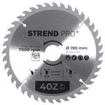 Saw Blade Strend Pro TCT, 190x2.4x30/20 mm, 40T, for wood, carbide-tipped