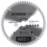 Saw Blade Strend Pro TCT, 250x3.0x30/20 mm, 60T, for wood, carbide-tipped