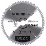 Saw Blade Strend Pro TCT, 254x3.0x30/20 mm, 80T, for wood, carbide-tipped