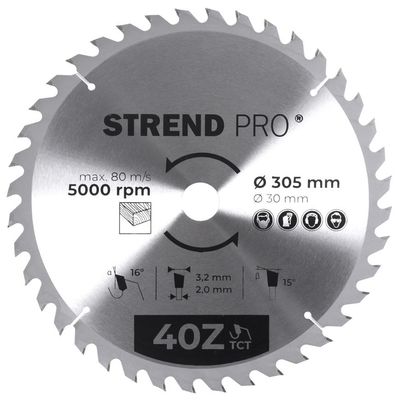 Tárcsa Strend Pro TCT, 305x3.2x30/20 mm, 40Z, fához, fűrész, SK lapkák
