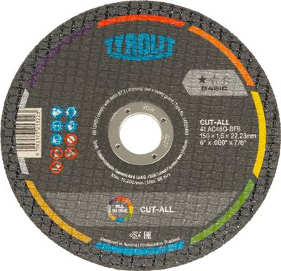 Disc Tyrolit 150x1.6mm, 41C, AC46Q-BFB, Universal, CUT-ALL, Basic *