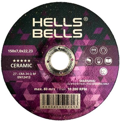 Hells Bells Grinding Disc 150x7.0x22.2mm, T27, SG-Ceramic, for metal