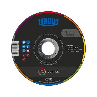 Tyrolit Tárcsa 125x1,0mm, 41C, AC60Q-BFB, Universal, CUT-ALL, Basic *