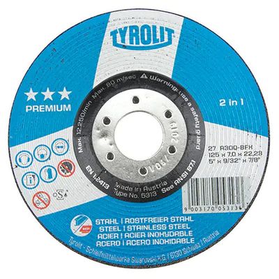 Kotuc Tyrolit 125x7,0x22,2mm, 27, A30P-BFX, oceľ/nerez, Fastcut, Premium ***