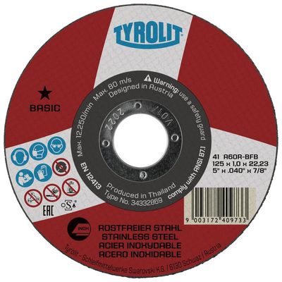 Kotuc Tyrolit 125x1,0mm, 41, A60R-BFB, nerez, Basic *