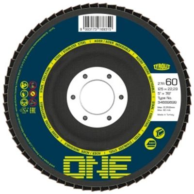 Kotuc Tyrolit ONE 125x22,23mm, ZA 80 Q-B, ocel/nerez, lamelovy, vypukly