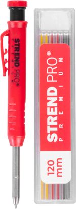 Pencil Strend Pro Premium, with clip, steel tip, carpenter's, marker with sharpener, with 6 leads, s