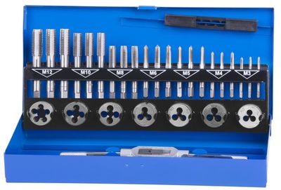 Menetfúró és menetmetsző készlet Strend Pro SX1033, HSS, 33 részes, M3-M12