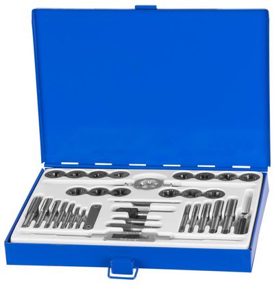 Menetfúró és menetmetsző készlet Strend Pro SX1436, HSS, 33 részes, M3-M12