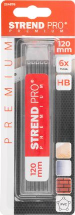 Lead Strend Pro Premium, replacement, for carpenter's pencil, marking, 6 pcs, black, 120 mm