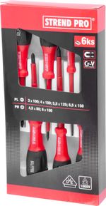 Screwdriver Set Strend Pro SD0104, VDE 6-piece, flat + Phillips, electrician's, 1000V