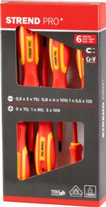Screwdriver Set Strend Pro SD0118, VDE 6-piece, flat + Phillips, electrician's, 1000V