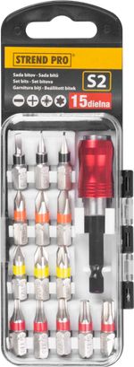 Bit Set Strend Pro EVE-12077, 15-piece, L-25 mm, S2 + bit holder