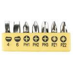 Bit Set Strend Pro YF40515, 7-piece, S2, Slotted 4-6, PH 1-2-3, PZ 1-2