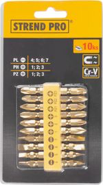 Bit készlet Strend Pro YF40020, 10 részes, L-65 mm, CrV, GoldenFish
